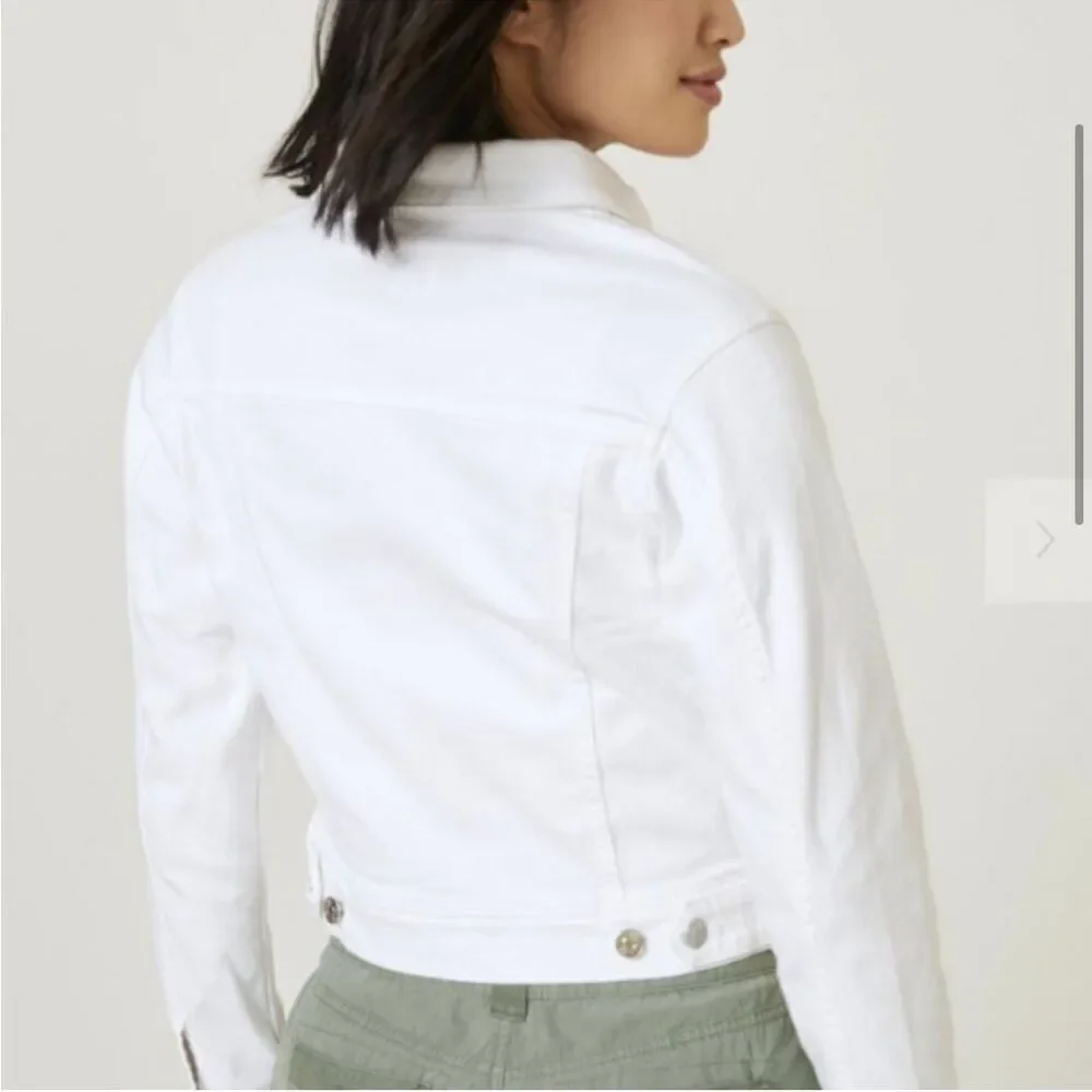 Anthropologie‎ Edwin Evie Optic White Jean Jacket Silver Hardware NWT Small - Picture 3 of 12
